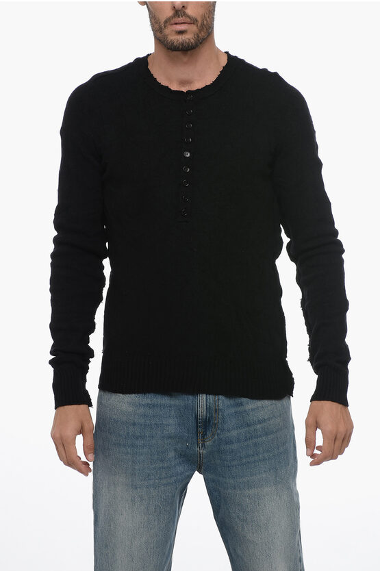 Shop Dolce & Gabbana Creased-effect Wool Sweater With Raw Cut Detail