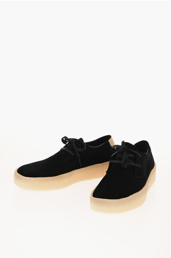 Clarks Crepe Sole Suede Ashcott Cup Wallabee Shoes In Black
