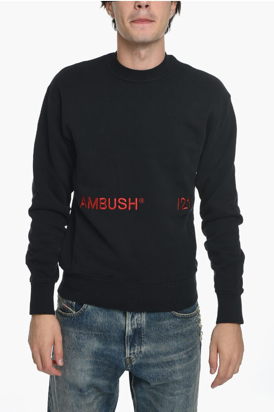 Shop Ambush Crew Neck /21 Cotton Sweatshirt With Embroidered Logo