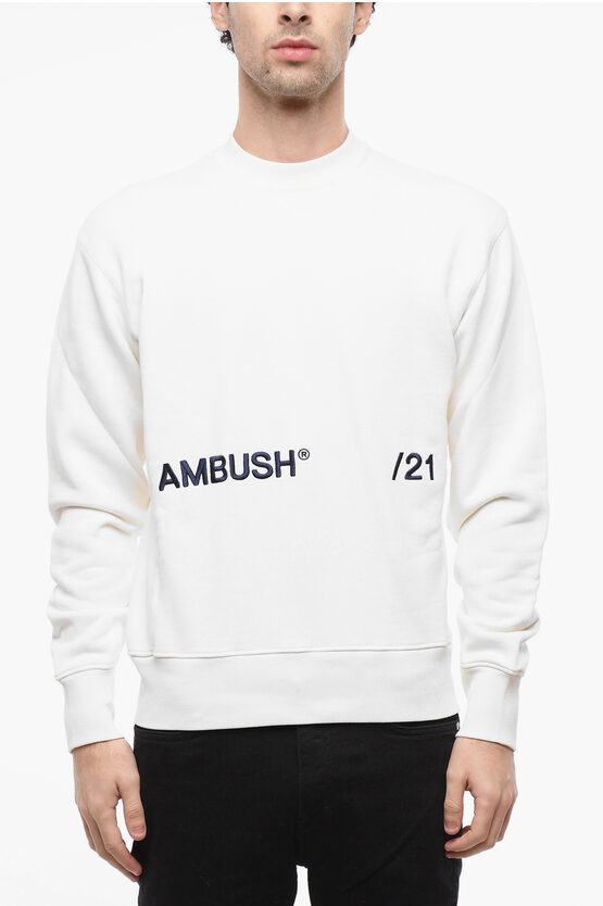 Ambush Crew Neck /21 Cotton Sweatshirt With Embroidered Logo In White