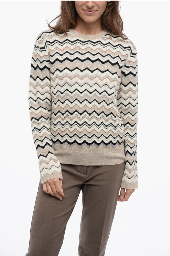 Missoni Crew Neck Alpaca Blend Sweater With Iconic Pattern In Multi