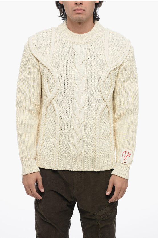 Shop Golden Goose Crew Neck Aran Virgin Wool Pullover