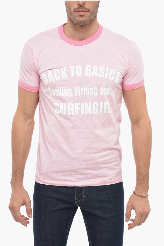 Dsquared2 Crew Neck Back To Basics Cotton T-shirt In Pink