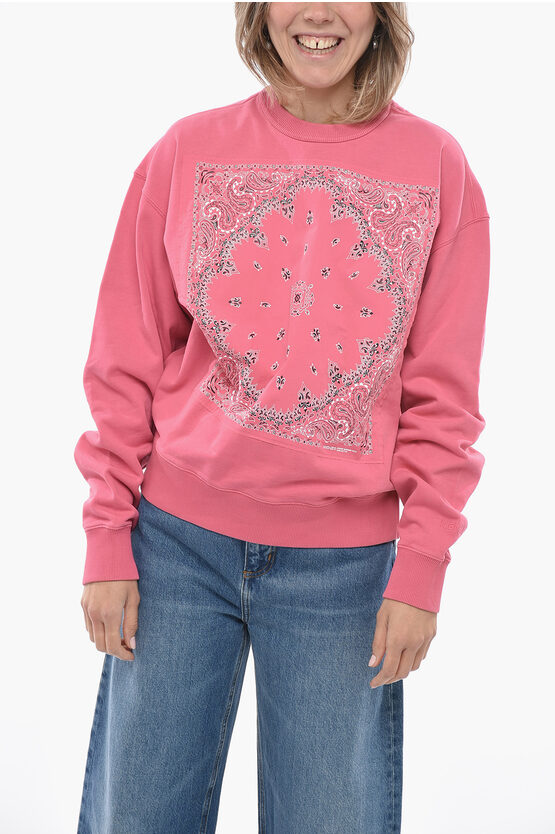 Shop Kenzo Crew Neck Bandana Brushed Cotton Sweatshirt