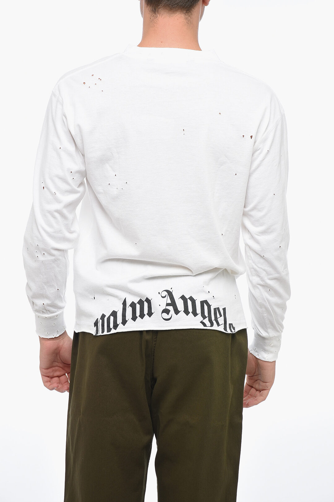 Palm Angels Crew Neck BEAR Distressed Cotton T-Shirt men