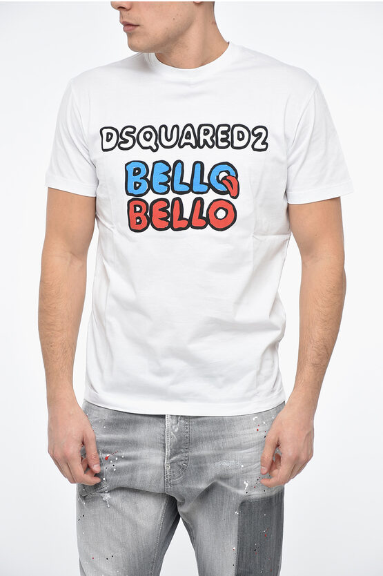 Dsquared2 Crew Neck Bello Bello Paint Printed T-shirt In White