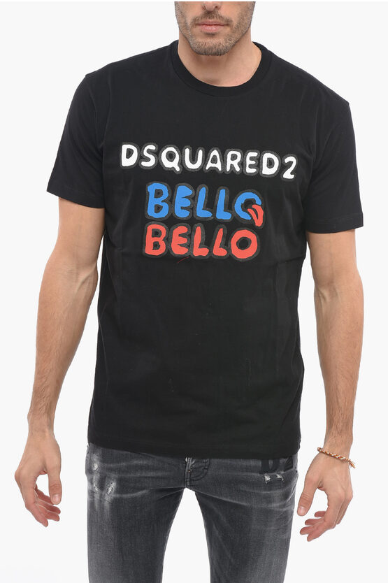 Shop Dsquared2 Crew Neck Bello Bello Paint Printed T-shirt