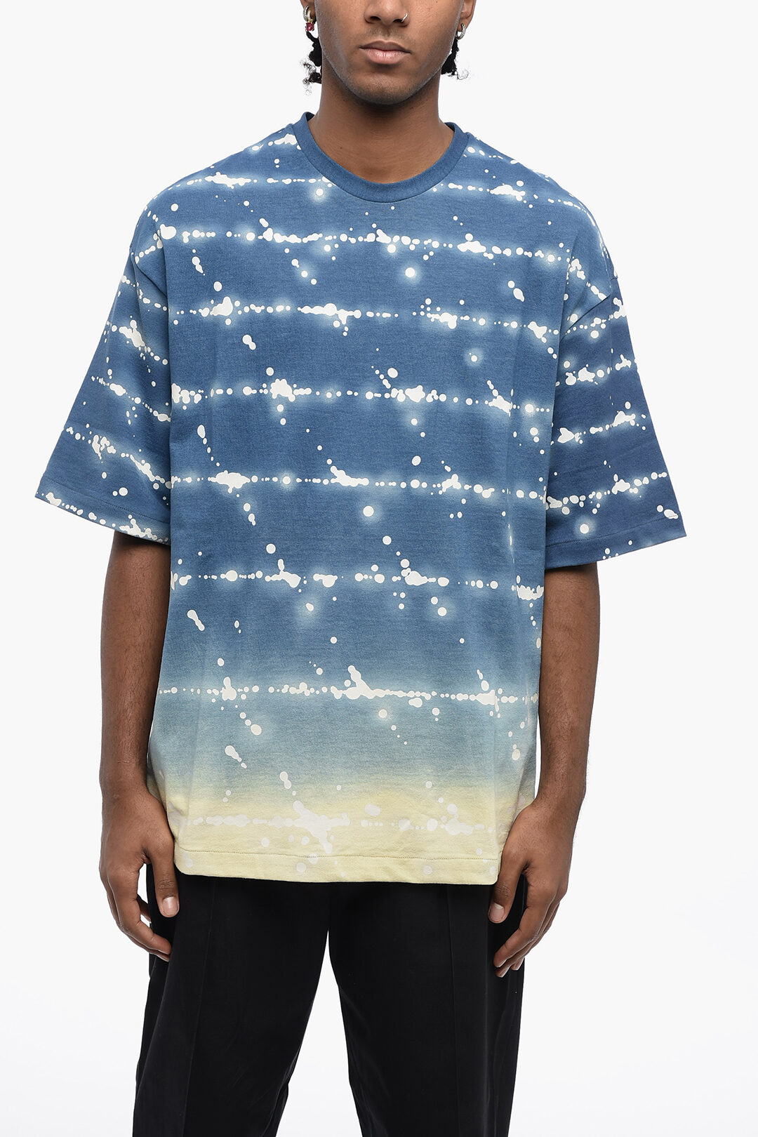 Jil Sander Crew Neck BLUE SKY Printed Cotton T-Shirt men - Glamood