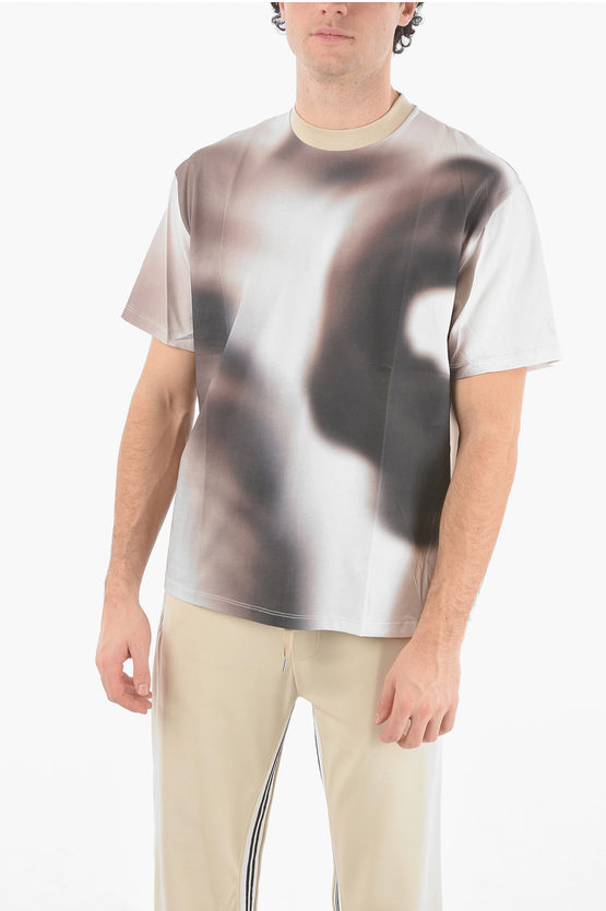 Neil Barrett Crew Neck Blurred Dancers Cotton T-shirt In Grey