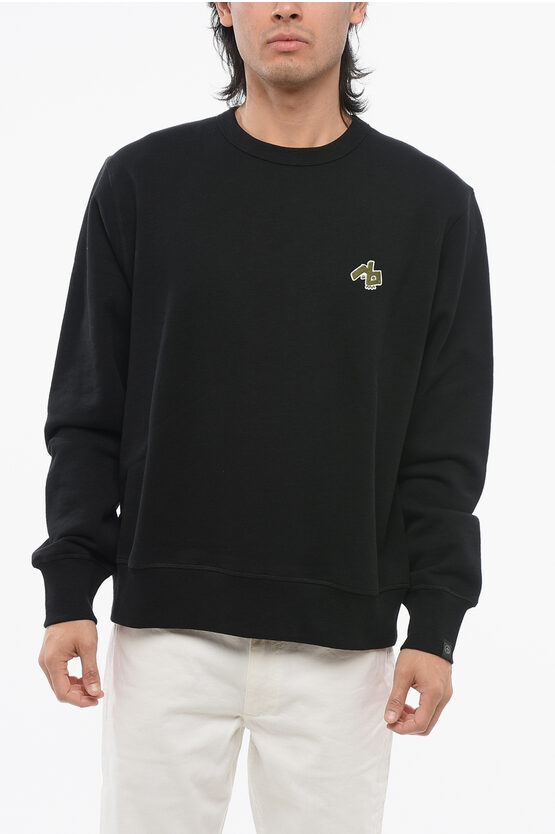 Rag & Bone Crew Neck Brushed Cotton Sweatshirt With Patch