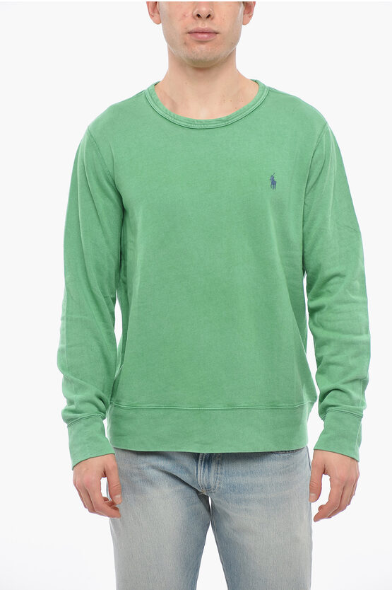 Polo Ralph Lauren Crew Neck Brushed Cotton Sweatshirt In Green