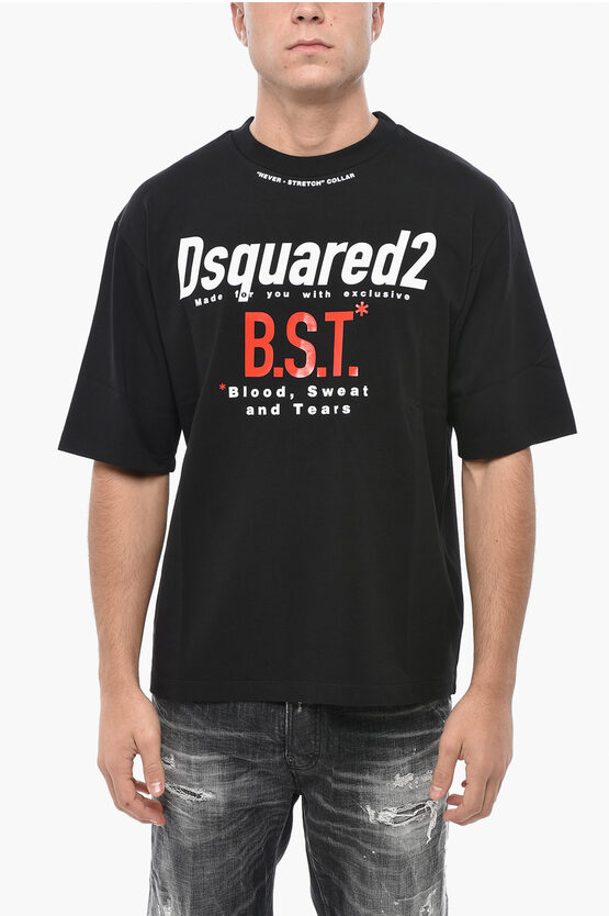 Dsquared2 Crew Neck Bst Cotton T-shirt With Print In Black