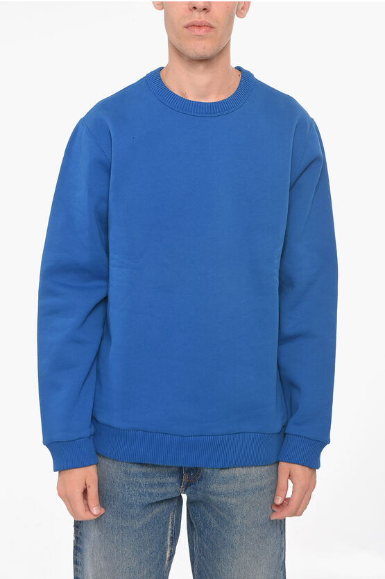 Burberry Crew Neck  Limited Fleece Cotton Sweatshirt In Blue