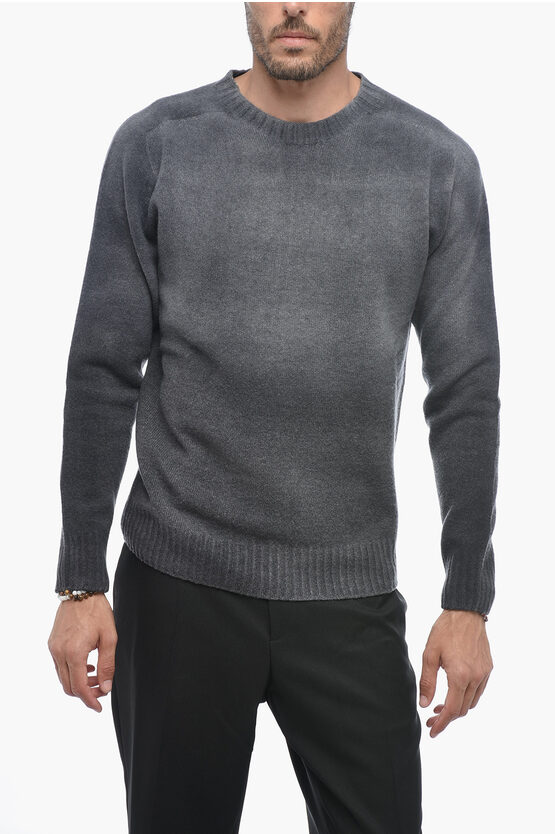 Altea Crew Neck Cashmere Blend Sweater With Degradè Bottom In Gray