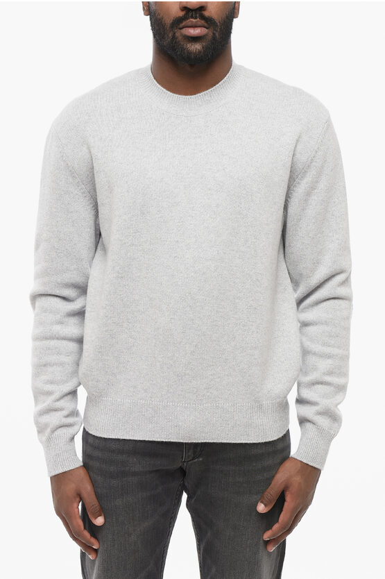 Bottega Veneta Crew Neck Cashmere Blend Sweater With Leather Patches