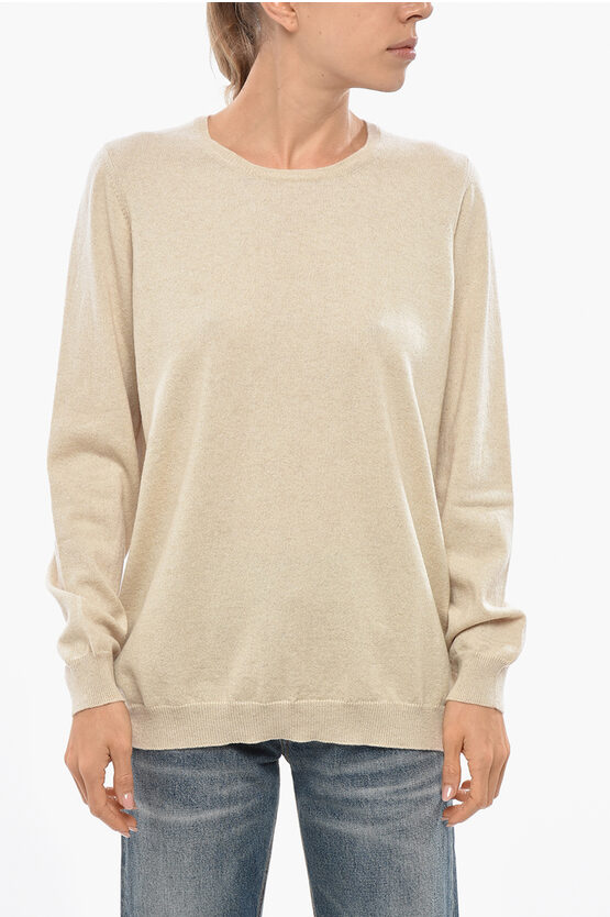 Malo Crew Neck Cashmere Blend Sweater In Neutral