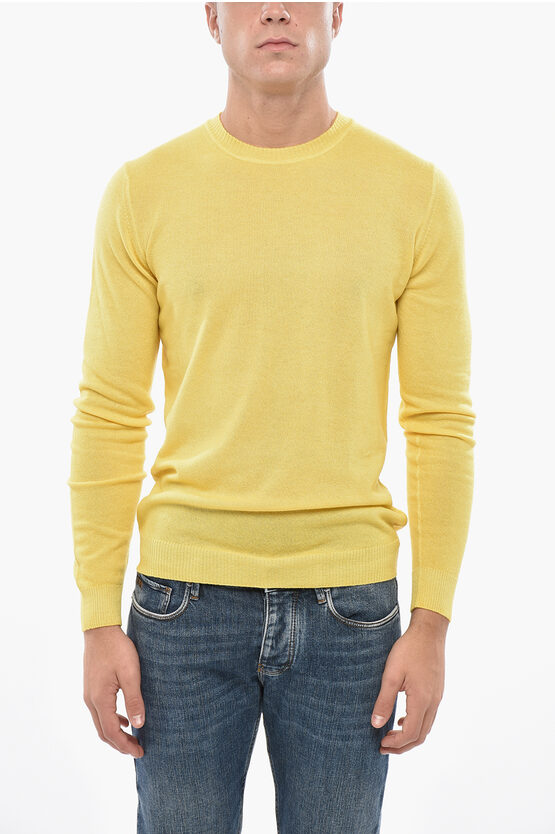 Malo Crew Neck Cashmere Blend Sweater In Yellow