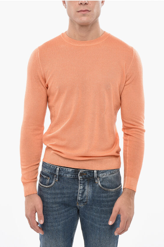 Malo Crew Neck Cashmere Blend Sweater In Orange