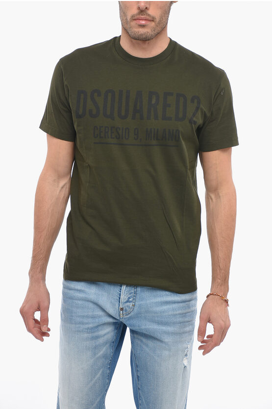 Dsquared2 Crew Neck Ceresio 9 T-shirt With Printed Logo In Green