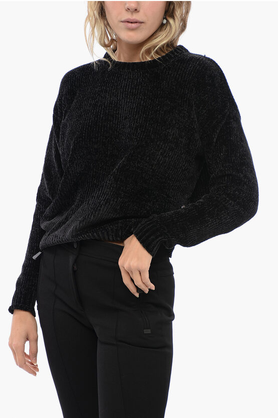 Michael Kors Crew Neck Chenille Sweater With Buttoned Detail