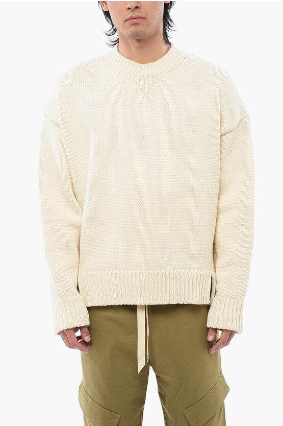 Jil Sander Crew Neck Chunky Cotton Blend Sweater