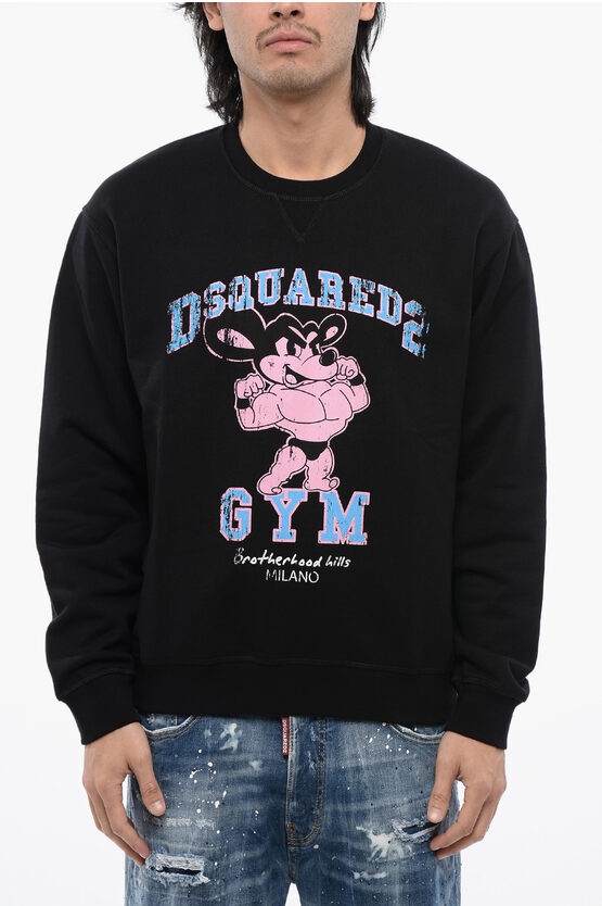 Shop Dsquared2 Crew Neck Cool Fit D2 Gym Brushed Cotton Sweatshirt