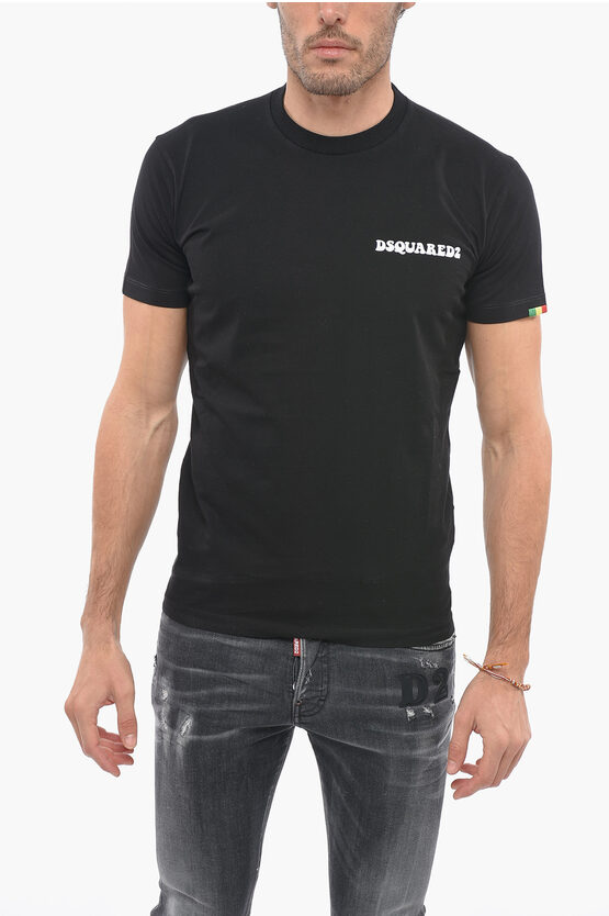 Dsquared2 Crew Neck Cool Fit T-shirt With Printed Logo In Black