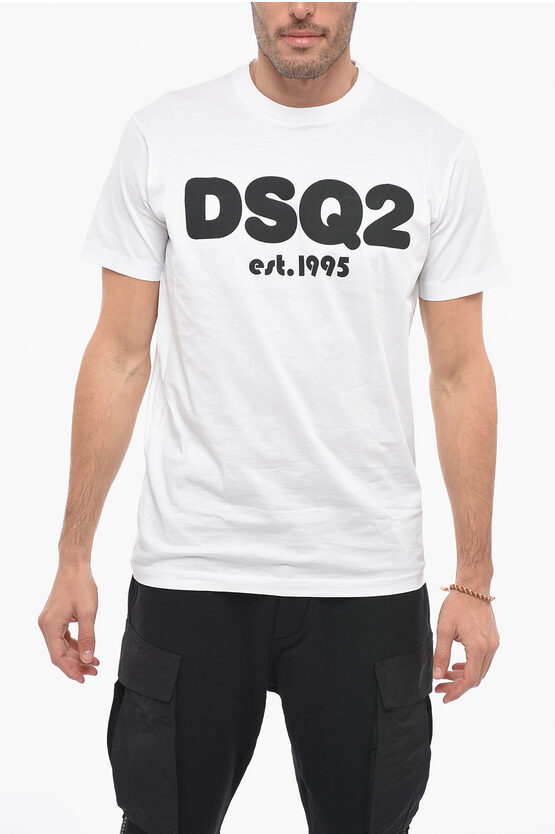 Dsquared2 Crew Neck Cool Fit T-shirt With Printed Logo In White