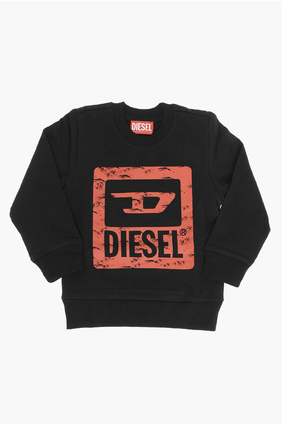 Shop Diesel Crew-neck Cotton Sweatshirt With Frontal Print