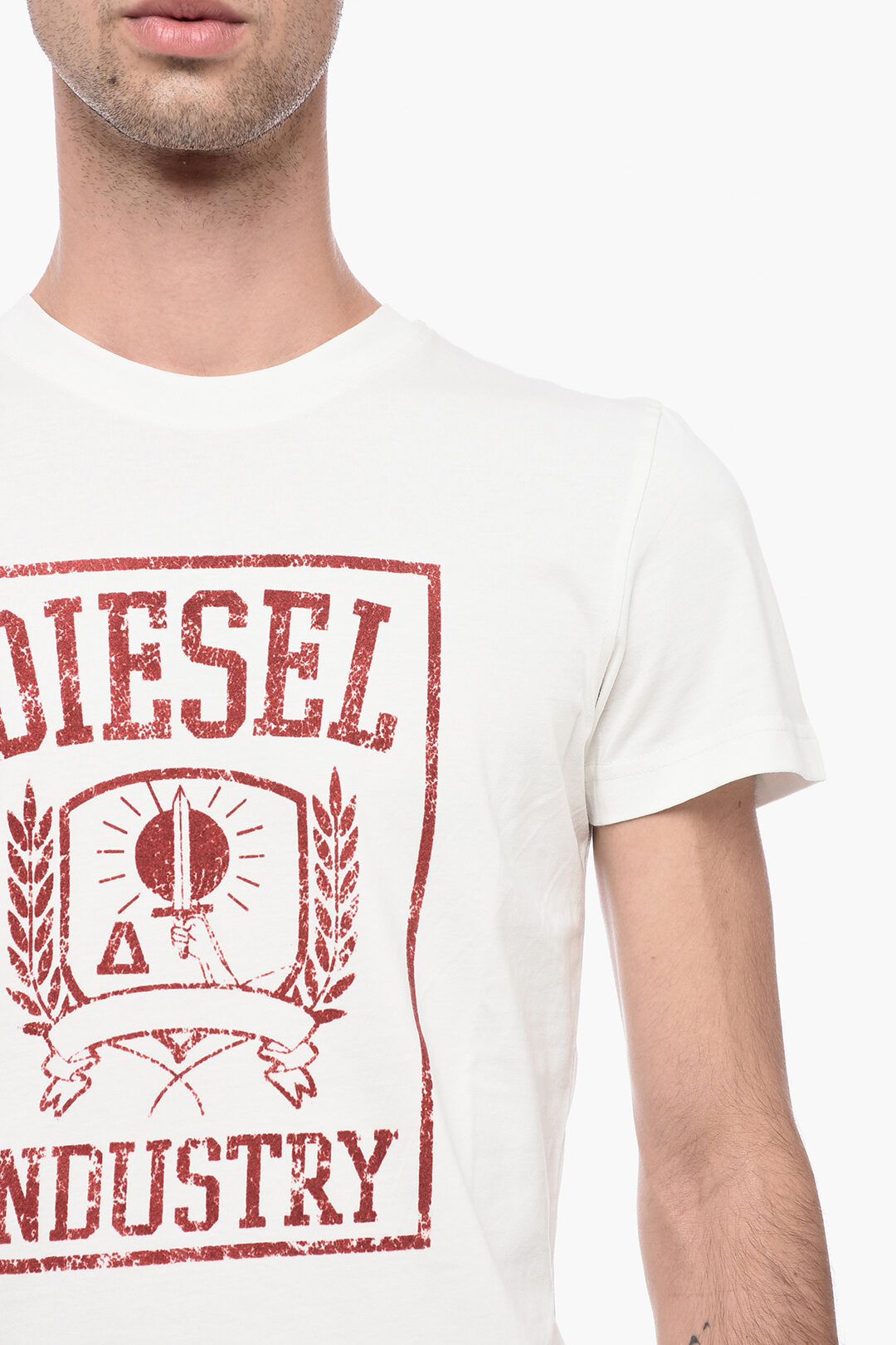 Tシャツ・カットソー DRUMOHR Men T Shirts D0KK303 105 White T-DIEGOR-D Man: T-shirt with D patch | Diesel