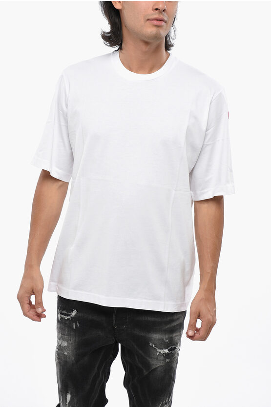 Dsquared2 Crew Neck Cotton T-shirt With Back Printed Logo In White