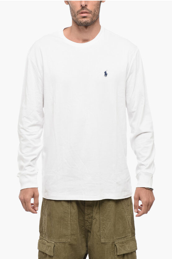 Shop Polo Ralph Lauren Crew Neck Cotton T-shirt With Cuffs