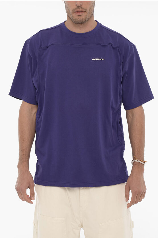 Ader Error Crew-neck Cotton T-shirt With Logo In Purple