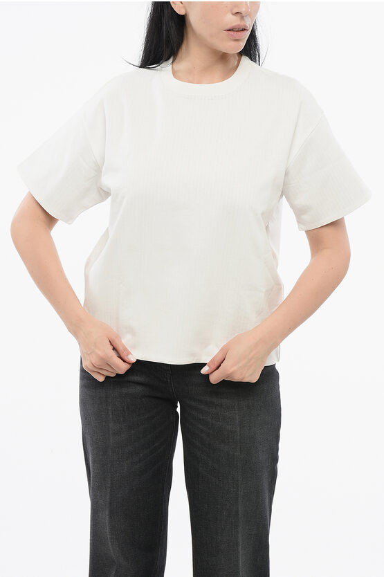 Bottega Veneta Crew Neck Cotton T-shirt With Popeline Lining