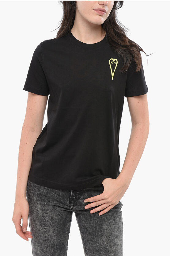 Diesel Crew Neck Cotton T-shirt With Print Grösse Xs In Black
