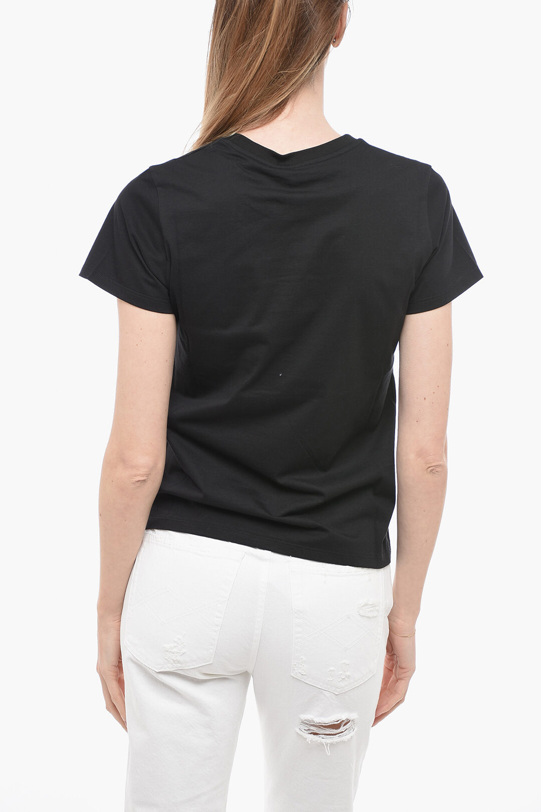 Alexander McQueen Crew Neck Cotton T-Shirt with Printed Logo