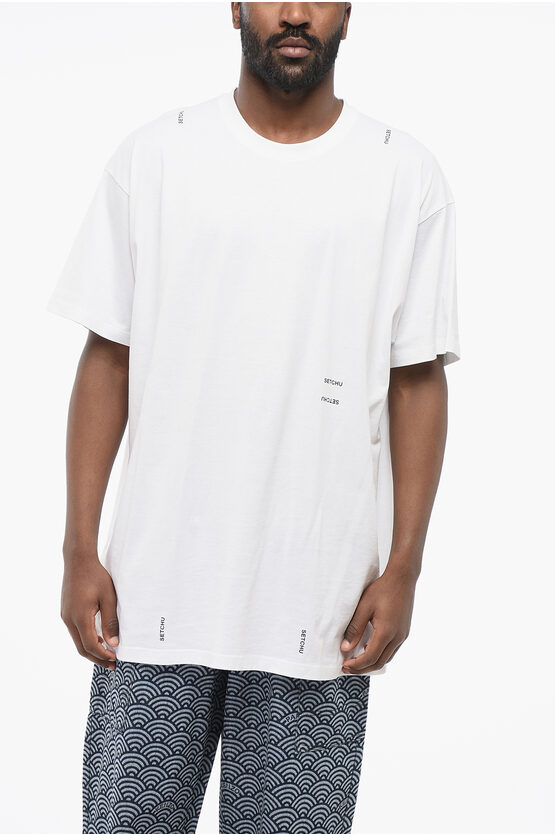 SETCHU CREW NECK COTTON T-SHIRT WITH PRINTED LOGO