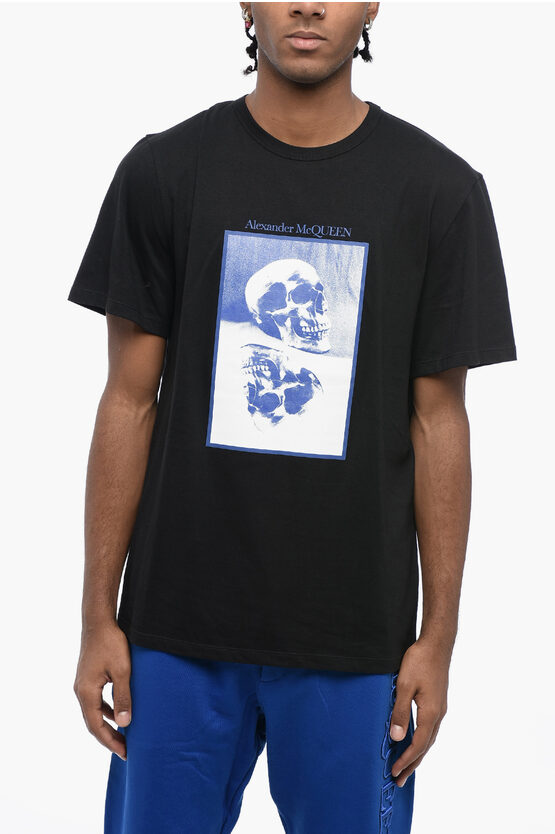 Shop Alexander Mcqueen Crew Neck Cotton T-shirt With Skull Print