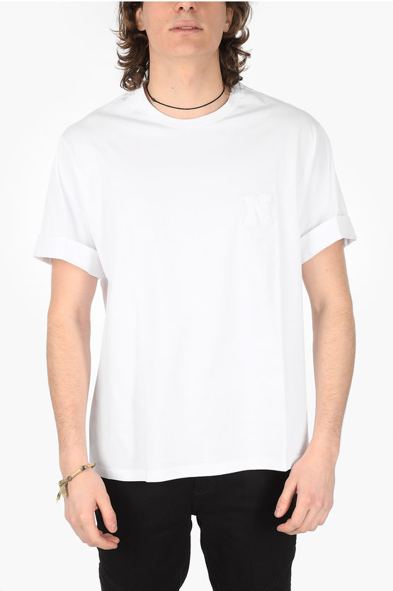 Neil Barrett Crew Neck Cotton T-shirt With Terry Patch In White