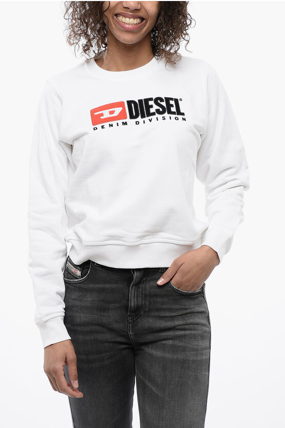 Diesel Crew Neck Cropped Sweatshirt With Lettering Logo
