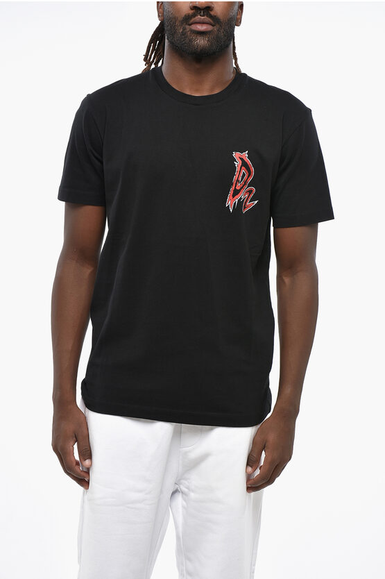 Dsquared2 Crew Neck D2 Devils T-shirt With Print In Black