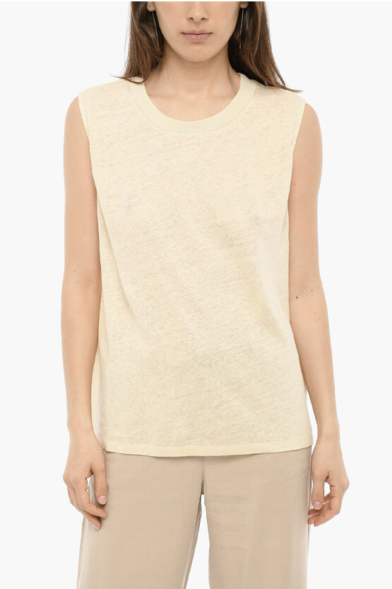 Woolrich Crew-neck Double Fabric Tank Top In Neutral