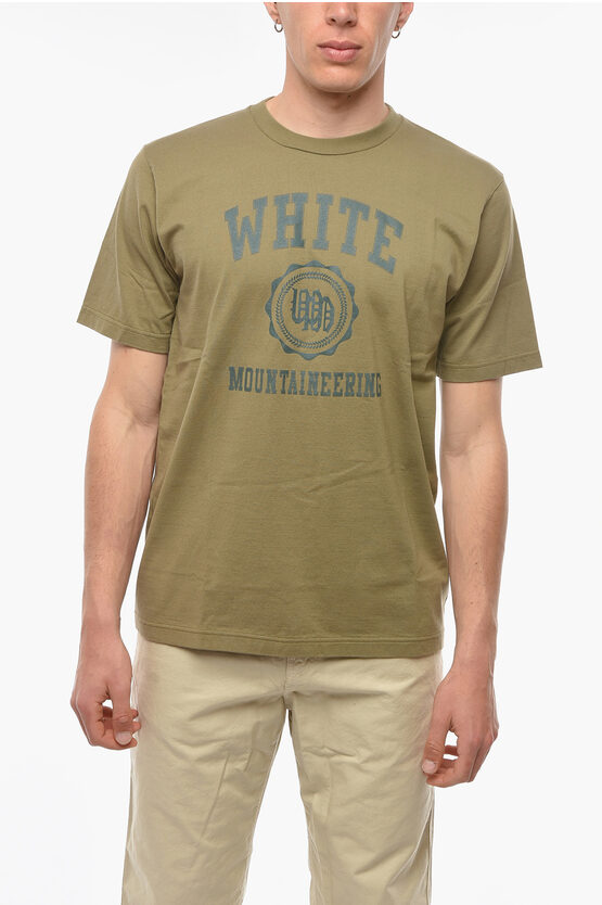 White Mountaineering Crew Neck Emblem Printed Cotton T-shirt In Green