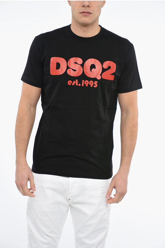 Dsquared2 Crew Neck Est.1995 Cotton T-shirt With Logo In Black