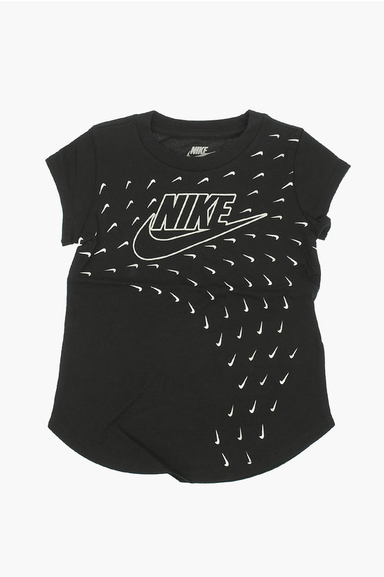 Nike Crew-neck Futura Swoosh Glide T-shirt With Glittery Logo In Multi