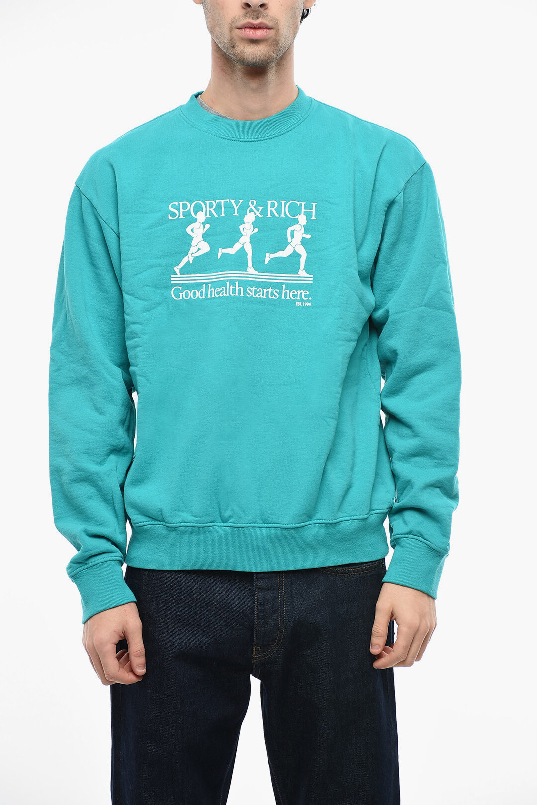 スウェット・トレーナー Sporty & Rich Health Is Wells Crewneck Man to Man Light Blue HEALTHISWEALTHCREWNECKPARISBLU