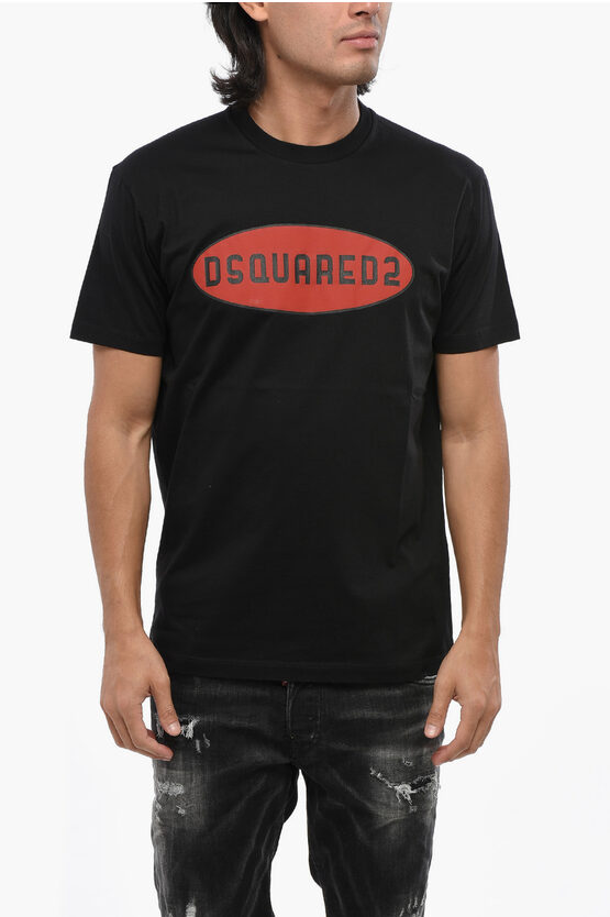 Dsquared2 Crew Neck High Voltage Cotton T-shirt In Black