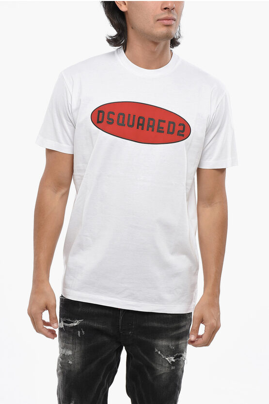 Dsquared2 Crew Neck High Voltage Cotton T-shirt In Brown