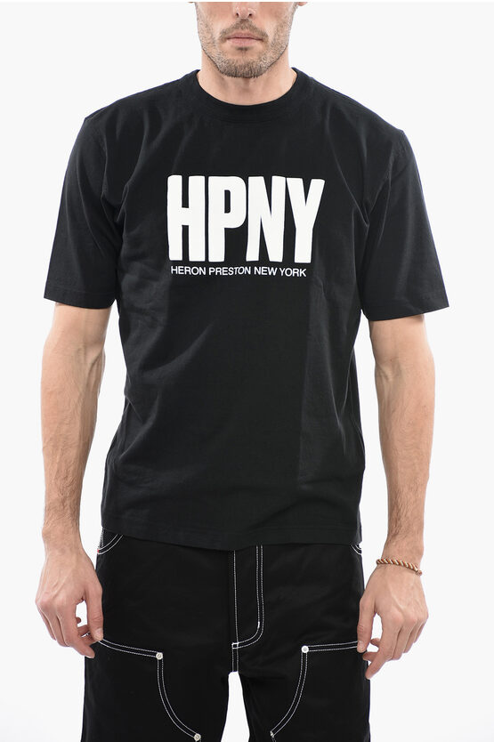 Shop Heron Preston Crew Neck Hpny Cotton T-shirt