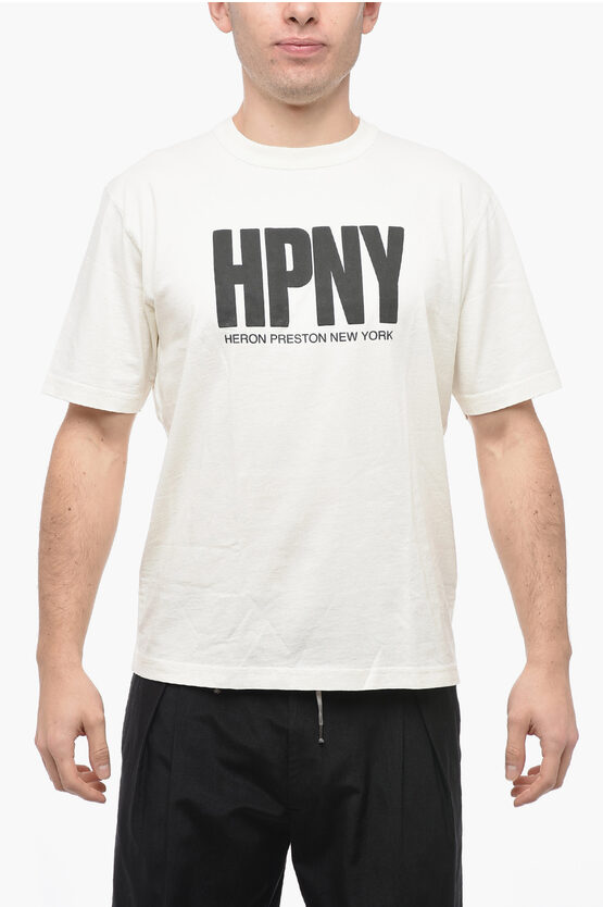 Heron Preston Crew Neck Hpny Cotton T-shirt In White